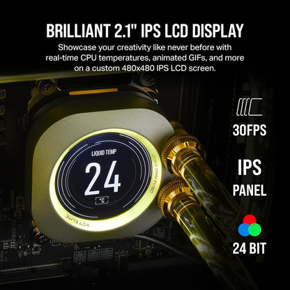 CORSAIR XC7 RGB Elite LCD CPU Water Block – 480×480 IPS LCD Display – 31 RGB LEDs – USB-C – Intel LGA 1700 & AMD AM5 – Custom Loop CPU Cooler - PuriLite