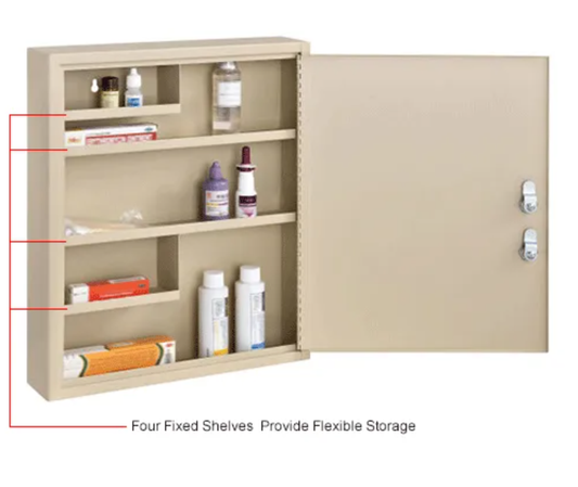 Global Industrial™ Medical Security Cabinet w/Double Key Locks, 14"Wx3-1/8"Dx17-1/8"H, Beige - PuriLite