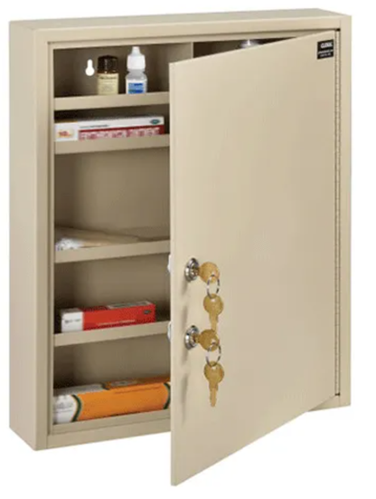 Global Industrial™ Medical Security Cabinet w/Double Key Locks, 14"Wx3-1/8"Dx17-1/8"H, Beige - PuriLite