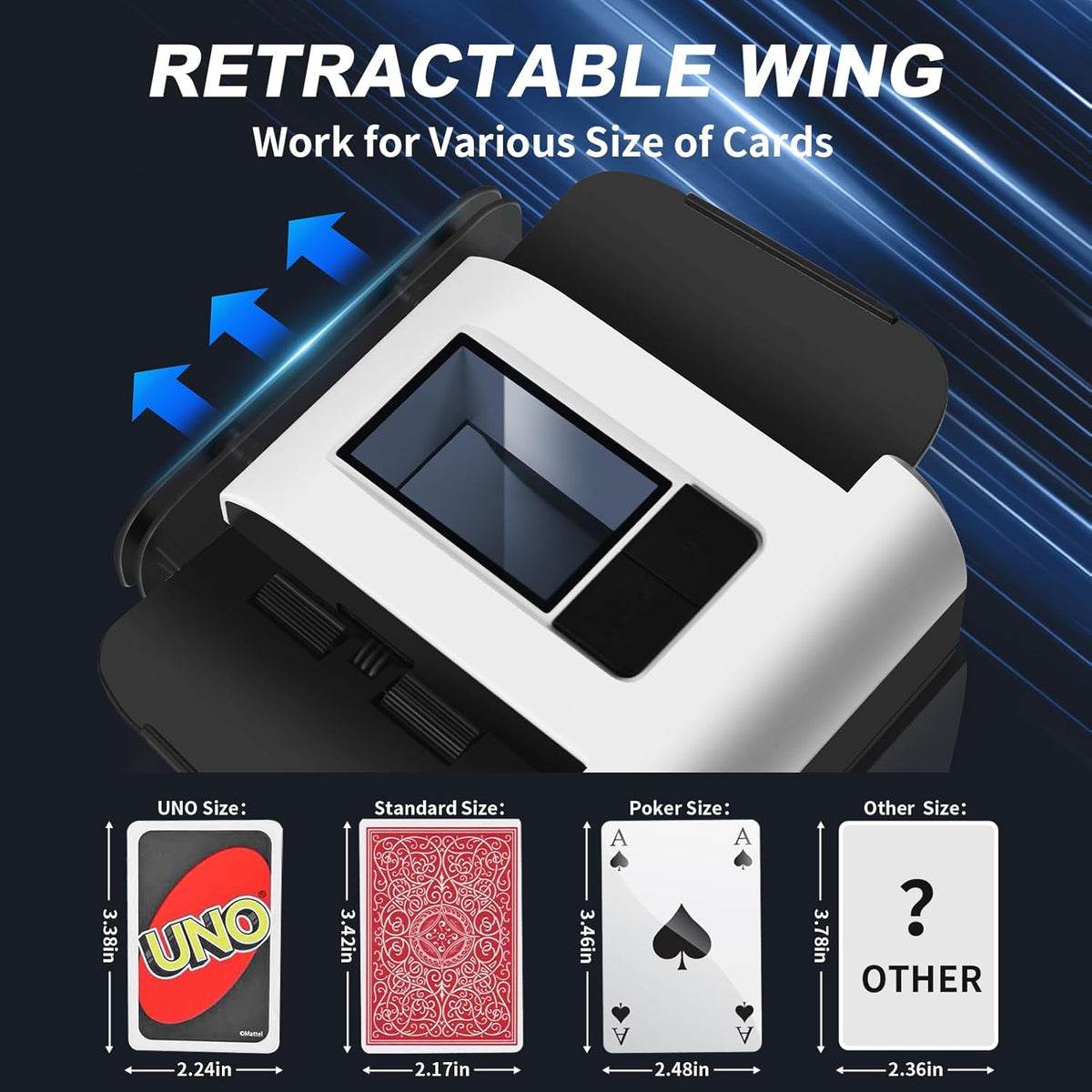 Quiet Rechargeable Automatic Card Shuffler for Two Decks with One-Touch Operation and Long Battery Life - PuriLite