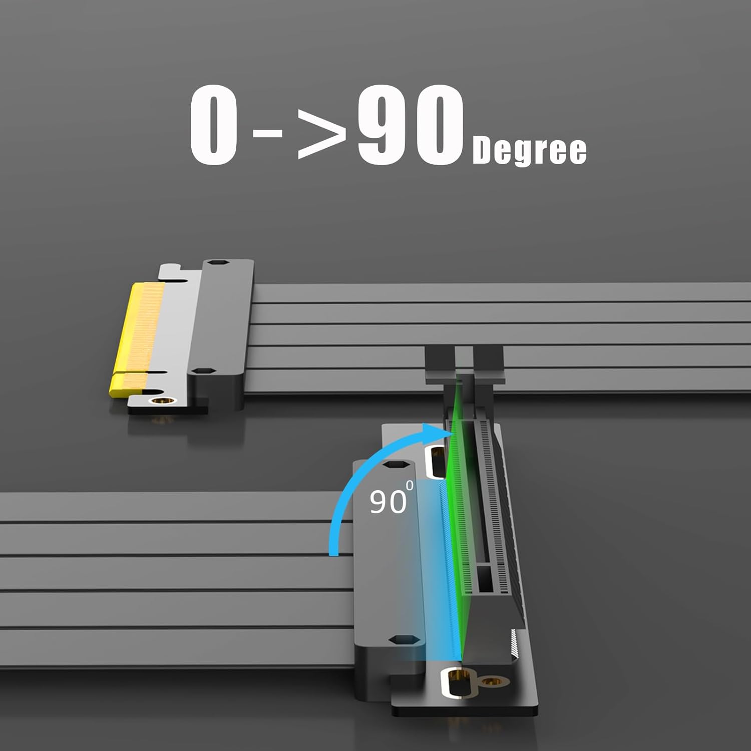 GLOTRENDS PCIe 4.0 x16 Riser Cable 150mm – Right Angle GPU Extension Cable – 32GB/s High-Speed – EMI Shielded – Compatible with RTX 40/30 & Radeon RX 7000/6000 - PuriLite