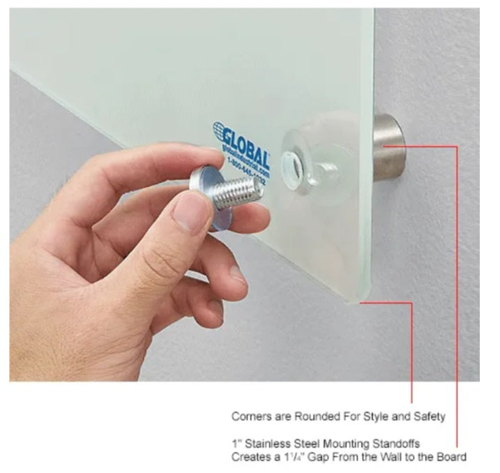 Global Industrial™ Frosted Glass Dry Erase Board, 60"W x 48"H - PuriLite