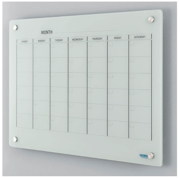 Global Industrial™ Glass Calendar Dry Erase Board, 36"W x 24"H - PuriLite