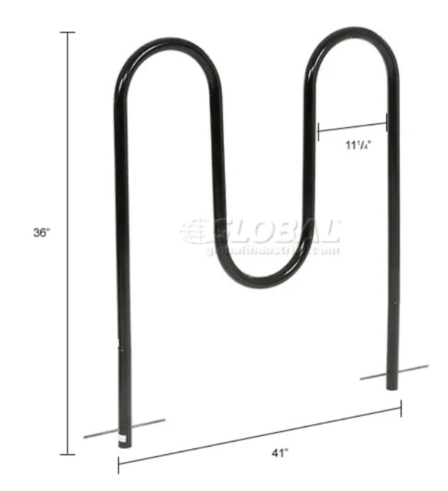 Global Industrial™ Wave Bike Rack, 5-Bike Capacity, Below Ground Mount, Black - PuriLite