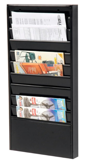 Global Industrial™ 10 Pockets - Medical Chart Hanging Wall File Holder - Black - PuriLite