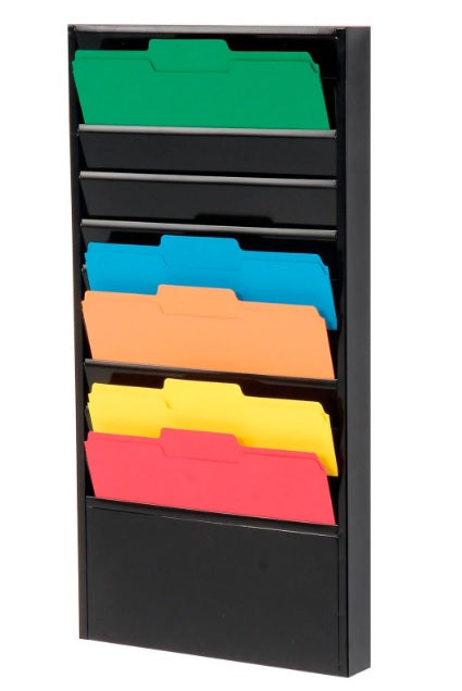 Global Industrial™ 10 Pockets - Medical Chart Hanging Wall File Holder - Black - PuriLite