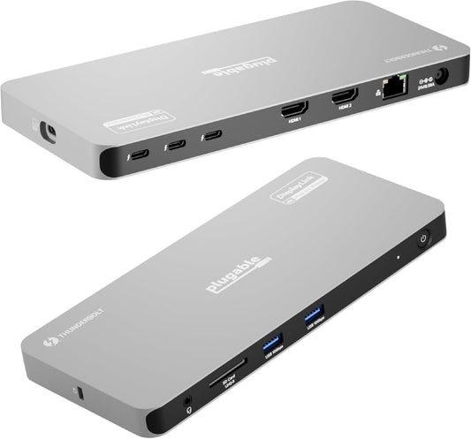 Plugable Thunderbolt 4 Dock for Quad Monitors 100W, Thunderbolt Docking Station Connects up to Four 4K Monitors for Windows and Mac Laptops, 2x HDMI, 4x Thunderbolt 4/USB C, Driver Required TBT-6950PD - PuriLite