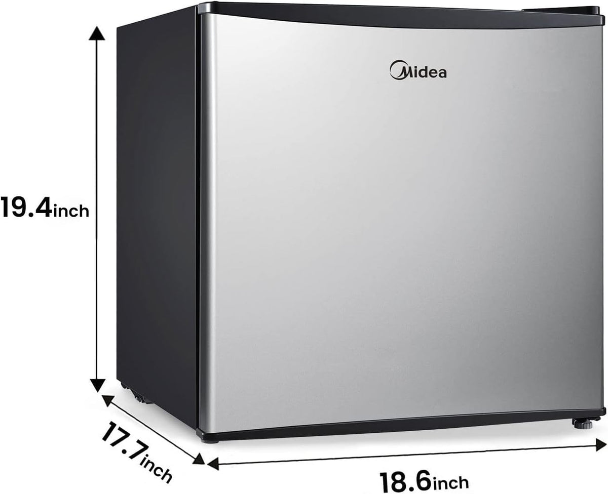Midea WHS-65LSS1 Compact Refrigerator, 1.6 Cubic Feet Single Door Fridge, Mini Fridge for Office/Bedroom/Dorm/Living Room/Garage with Adjustable Legs, Black - PuriLite