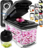 Vegetable Chopper Cutter Mandoline Slicer Cheese Grater - Food Onion Salad Veggie Chopper with Container - French Fry Potato Dicer Slicer Cutter - Kitchen Tools Gadgets (All-in-1 Steel Black) - PuriLite
