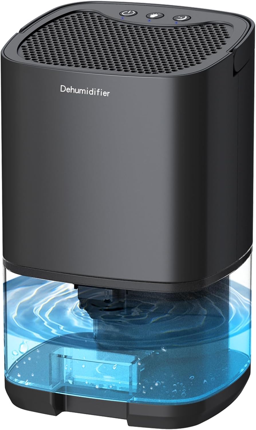 Gocheer Dehumidifiers for Bedroom 35oz Small Dehumidifier for Home 2500 Cubic Feet(350sq ft) with 7 LED Lights, Ultra Quiet & Auto Shut Off Dehumidifier for Bathroom Basement Closet Garage RV, Black - PuriLite