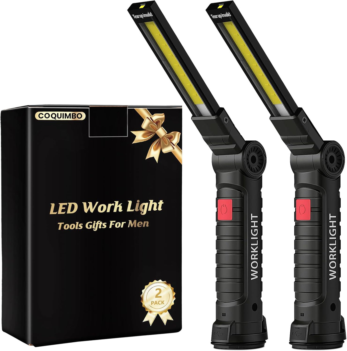 Rechargeable LED Work Light with Magnetic Base, 360 Degree Rotating Portable Flashlight, 5 Lighting Modes, Compact Inspection Light for Garage, Car Repair, BBQ, and Home Use - PuriLite