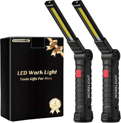Rechargeable LED Work Light with Magnetic Base, 360 Degree Rotating Portable Flashlight, 5 Lighting Modes, Compact Inspection Light for Garage, Car Repair, BBQ, and Home Use - PuriLite