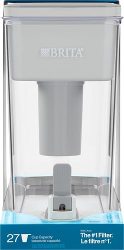 Brita 27 Cup Filter Dispenser, Reduces Chlorine taste and odour from Tap Water, Filters 151 Litres, UltraMax, Grey - PuriLite