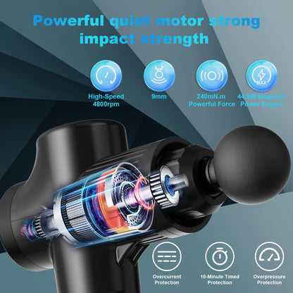 Massage Gun Powerful Portable Sports Massage Gun with 30 Speeds 8 Massage Heads, High Speed Quiet Motor Massage Gun, LCD Screen, Carry Case, Gift for Men Women - PuriLite