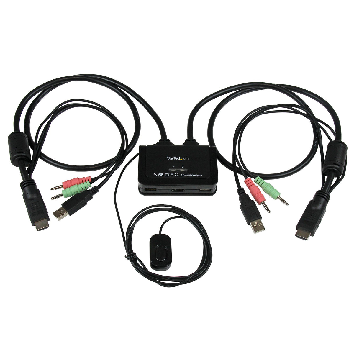 2 Port USB HDMI Cable KVM Switch with Audio and Remote Switch – USB Powered - PuriLite