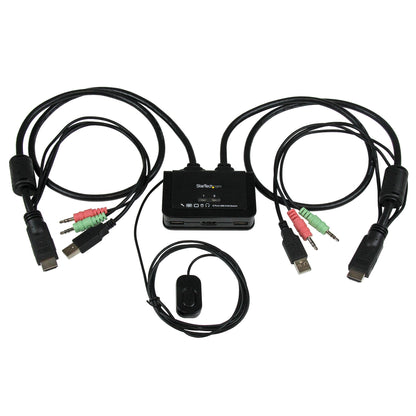 2 Port USB HDMI Cable KVM Switch with Audio and Remote Switch – USB Powered - PuriLite