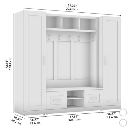 Bush Furniture Hampton Heights Hall Tree with Bench and Narrow Cabinets - PuriLite