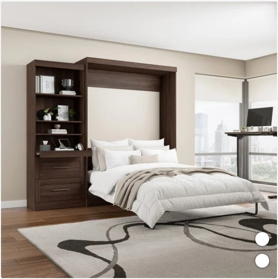 Bestar Boutique Queen Wall Bed 2-piece Set with Pull-out Shelf - PuriLite