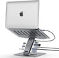 Laptop Docking Station Stand 8-in-1 – USB-C Hub with 4K HDMI Dual Display – 360° Swivel Aluminum Laptop Stand – USB 3.0 Data Ports – 3.5mm Audio Jack - PuriLite