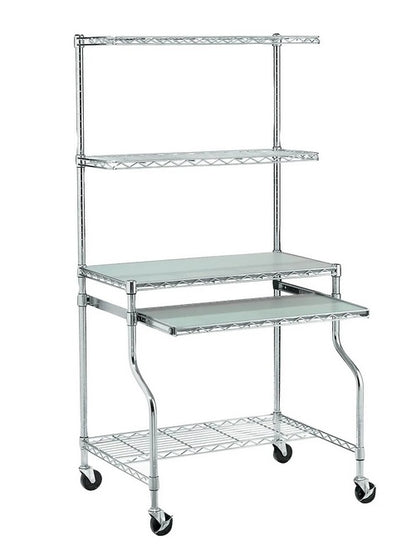 Global Industrial™ Chrome Wire Shelf Mobile Computer LAN Workstation, 31-1/2"W x 24"D x 63"H - PuriLite
