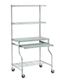 Global Industrial™ Chrome Wire Shelf Mobile Computer LAN Workstation, 31-1/2"W x 24"D x 63"H - PuriLite