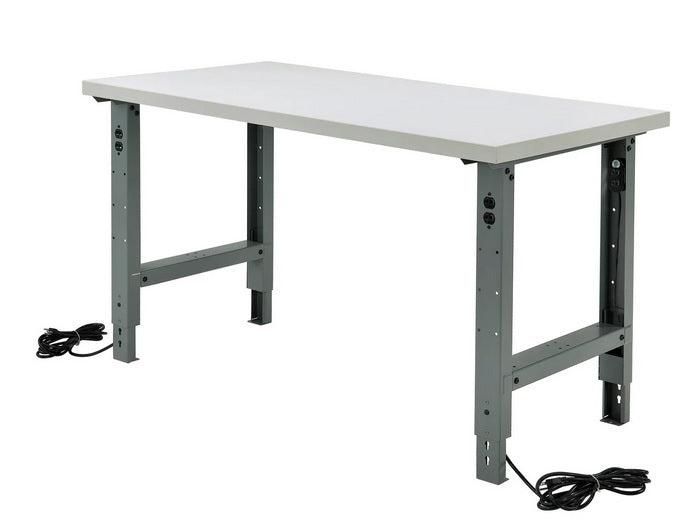 Global Industrial™ Adjustable Height Steel C-Channel Leg For Workbench, 30"D, Gray, Each - PuriLite
