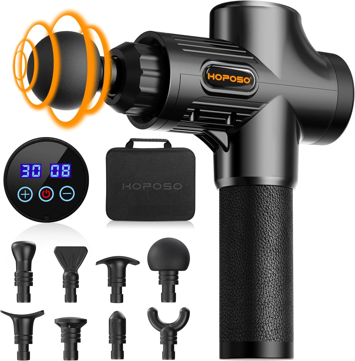 Massage Gun Powerful Portable Sports Massage Gun with 30 Speeds 8 Massage Heads, High Speed Quiet Motor Massage Gun, LCD Screen, Carry Case, Gift for Men Women - PuriLite