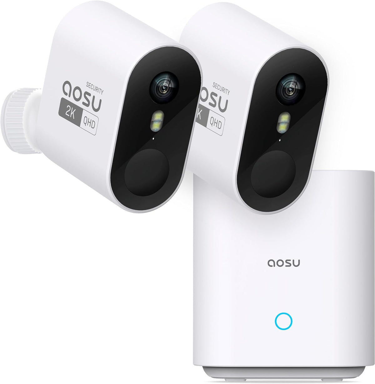 aosu Security Cameras Wireless Outdoor Home System, True 2K HD Night Vision, No Subscription, 240-Day Battery Life, 166° Wide View, Spotlight & Sound Alarm, Motion Only Alert, Support 2.4G / 5G WiFi - PuriLite