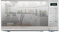 Total Chef Compact Countertop Microwave Oven 700W 0.7 Cubic Feet Capacity Digital Touchscreen Controls One-Touch Push-Button Opening 6 Pre-Set Cooking Modes Silver Stainless Steel - PuriLite