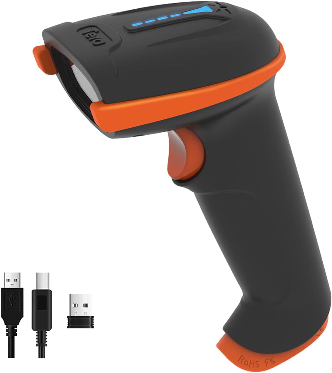 Tera Barcode Scanner Wireless 1D Laser Cordless Barcode Reader with Battery Level Indicator, Versatile 2 in 1 2.4Ghz Wireless and USB 2.0 Wired - PuriLite