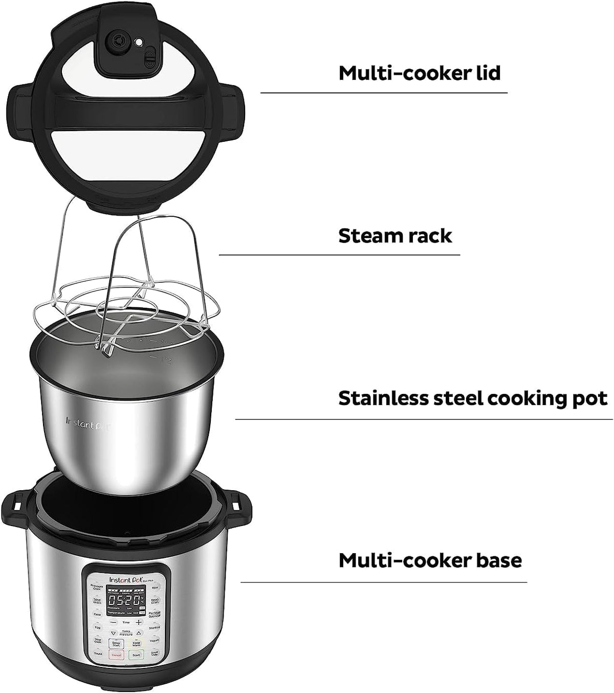 Instant Pot Duo Plus 6 Quart 9-in-1 Electric Pressure Cooker, Slow Cooker, Rice Cooker, Steamer, Sauté, Yogurt Maker, Warmer & Sterilizer, 15 One-Touch Programs,Stainless Steel/Black - PuriLite