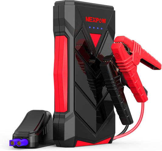 NEXPOW Portable Jump Starter,12V Car Battery Jump Starter Power Pack with USB Quick Charge (Up to 7L Gas or 5.5L Diesel Engine) Battery Booster with Built-in LED Light - PuriLite