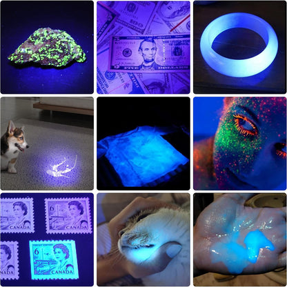 DARKBEAM UV Flashlight 365nm & 395nm Blacklight Rechargeable USB, Wood’s Lamp Ultraviolet Black Light LED Portable with Clip - Detector for Pet Cat Urine, Stains, Resin Curing, Uranium Glass, 2 Pack - PuriLite