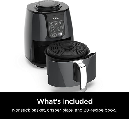 Ninja Air Fryer, 1550-Watt Programmable Base for Air Frying, Roasting, Reheating & Dehydrating with 4-Quart Ceramic Coated Basket (AF101), Black/Gray - PuriLite