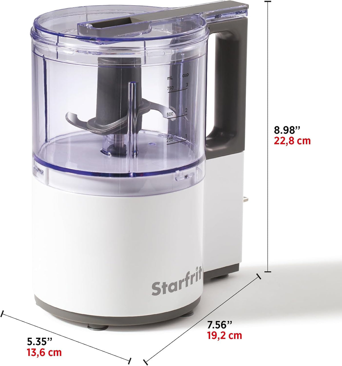 Starfrit Electric Oscillating Food Processor - 4 Cups - Measuring Spoon - High, Low & Pulse Modes - 300W - PuriLite