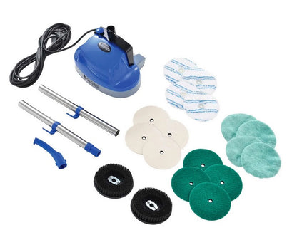 Global Industrial™ Mini Floor Scrubber With Floor Pads, 11" Cleaning Path - PuriLite