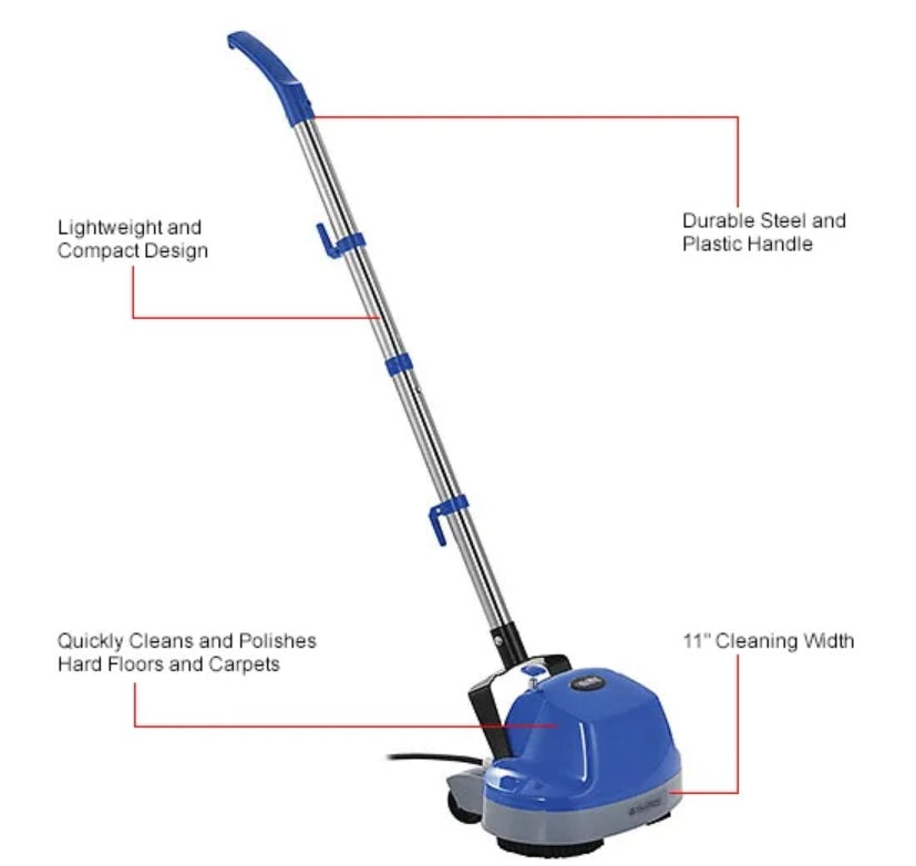 Global Industrial™ Mini Floor Scrubber With Floor Pads, 11" Cleaning Path - PuriLite