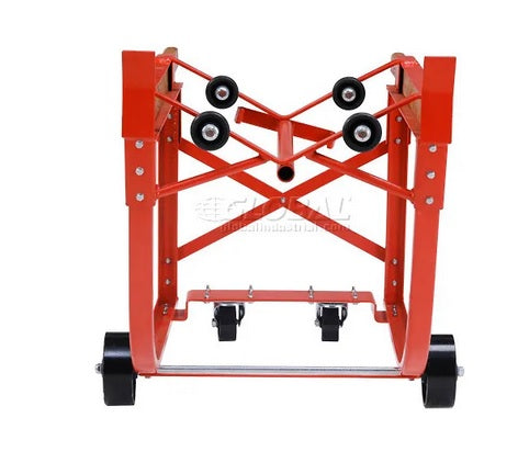 Global Industrial™ Heavy Duty Rotating Drum Cradle with Wood Handles & Steel Wheels - PuriLite