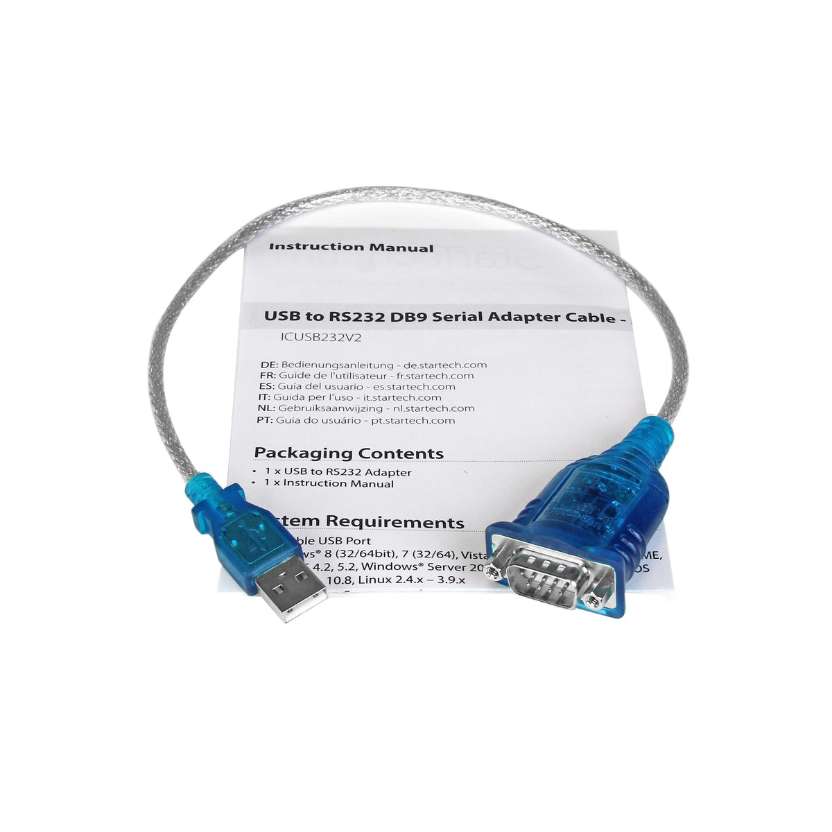 17in (43cm) 1-Port USB to RS232 DB9 Serial Adapter Cable, USB to Serial Adapter Cable - M/M - PuriLite