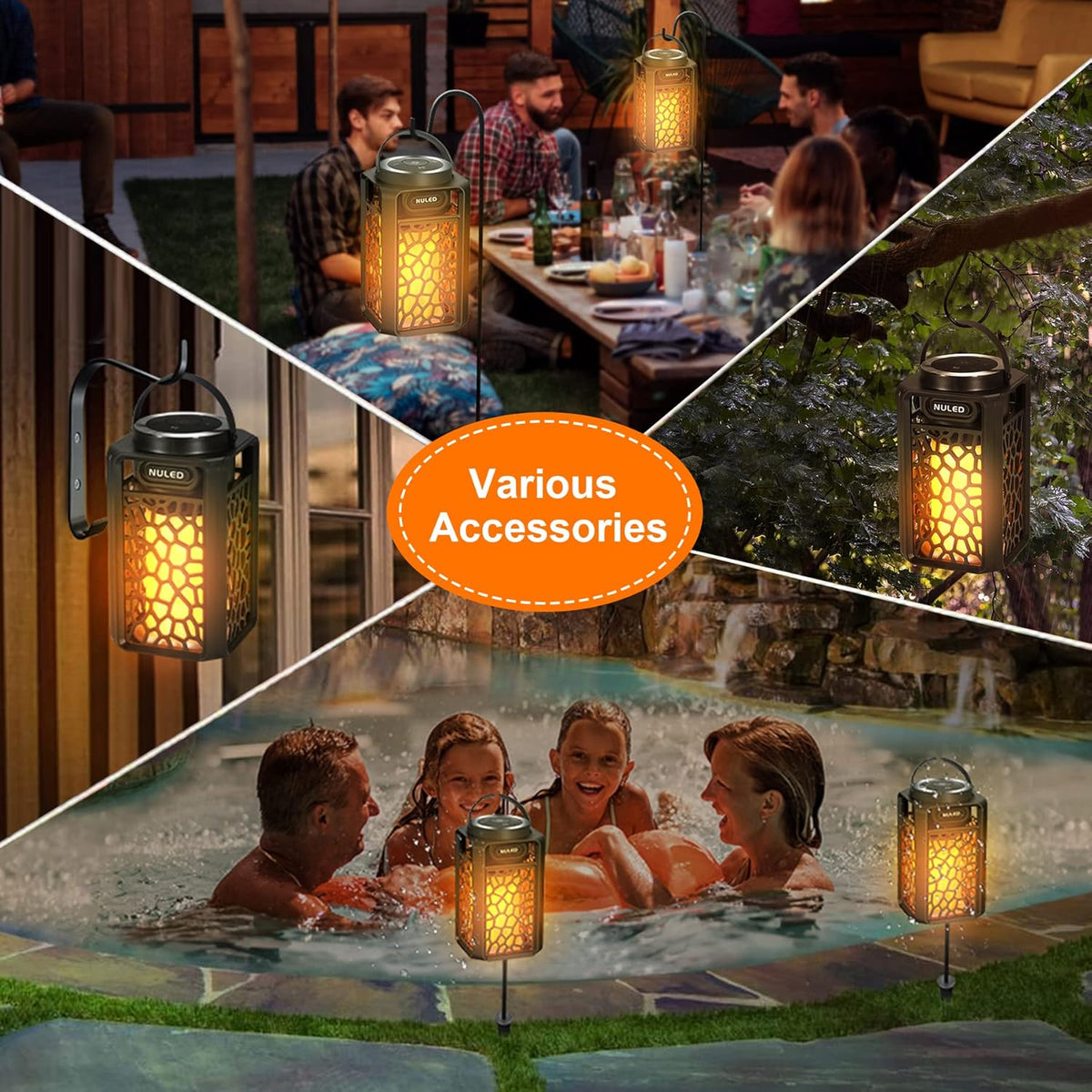 Outdoor Bluetooth Speakers – 10W TWS LED Flame Tiki Torch Lantern – Waterproof Wireless Portable Stereo Speaker – Wall Mount Hook Ground Stake Patio Yard Speaker - PuriLite