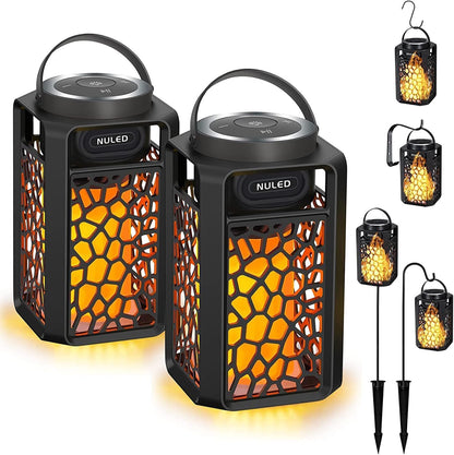 Outdoor Bluetooth Speakers – 10W TWS LED Flame Tiki Torch Lantern – Waterproof Wireless Portable Stereo Speaker – Wall Mount Hook Ground Stake Patio Yard Speaker - PuriLite
