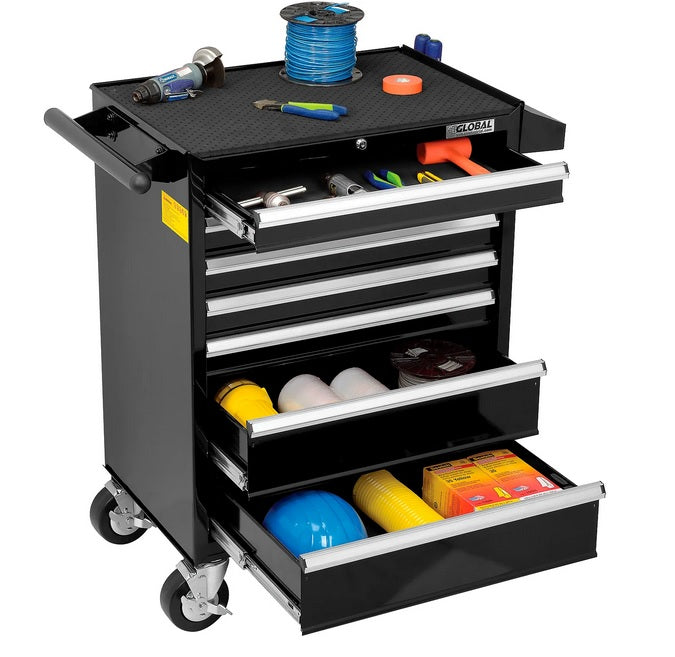 Global Industrial™ 26-3/8" x 18-1/8" x 37-13/16" 7 Drawer Black Roller Tool Cabinet - PuriLite