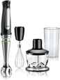 Braun MQ7035X 3-in-1 Immersion Hand, Powerful 500W Stainless Steel Stick Blender Variable Speed + 2-Cup Food Processor, Whisk, Beaker, Faster, Finer Blending, MultiQuick - PuriLite
