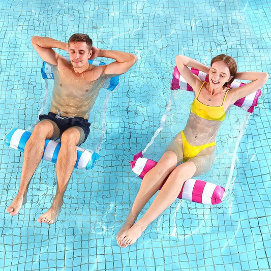 2 Pack Inflatable Pool Floats Hammock, Adults for Size Water Hammock Lounger, Multi-Purpose 4-in-1 Swimming Water Floating Rafts - PuriLite