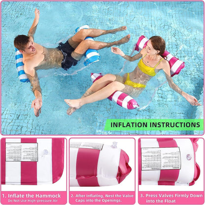 2 Pack Inflatable Pool Floats Hammock, Adults for Size Water Hammock Lounger, Multi-Purpose 4-in-1 Swimming Water Floating Rafts - PuriLite