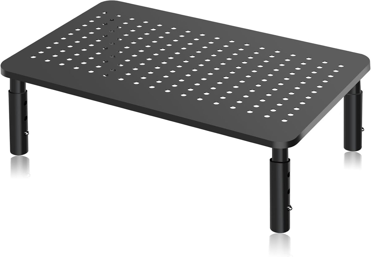 Bracwiser Monitor Stand Riser, Metal Computer Stand, 3 Height Adjustable Screen Riser with Mesh Platform for PS4, Laptop, Printer, Notebook and All Flat Screen, Holds Up to 20KG - PuriLite