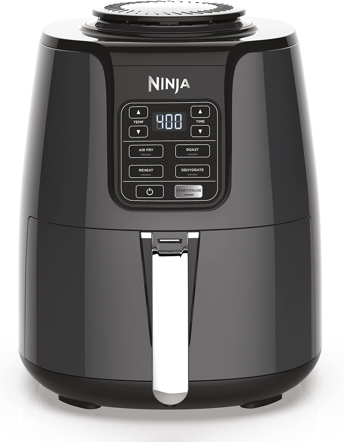 Ninja Air Fryer, 1550-Watt Programmable Base for Air Frying, Roasting, Reheating & Dehydrating with 4-Quart Ceramic Coated Basket (AF101), Black/Gray - PuriLite