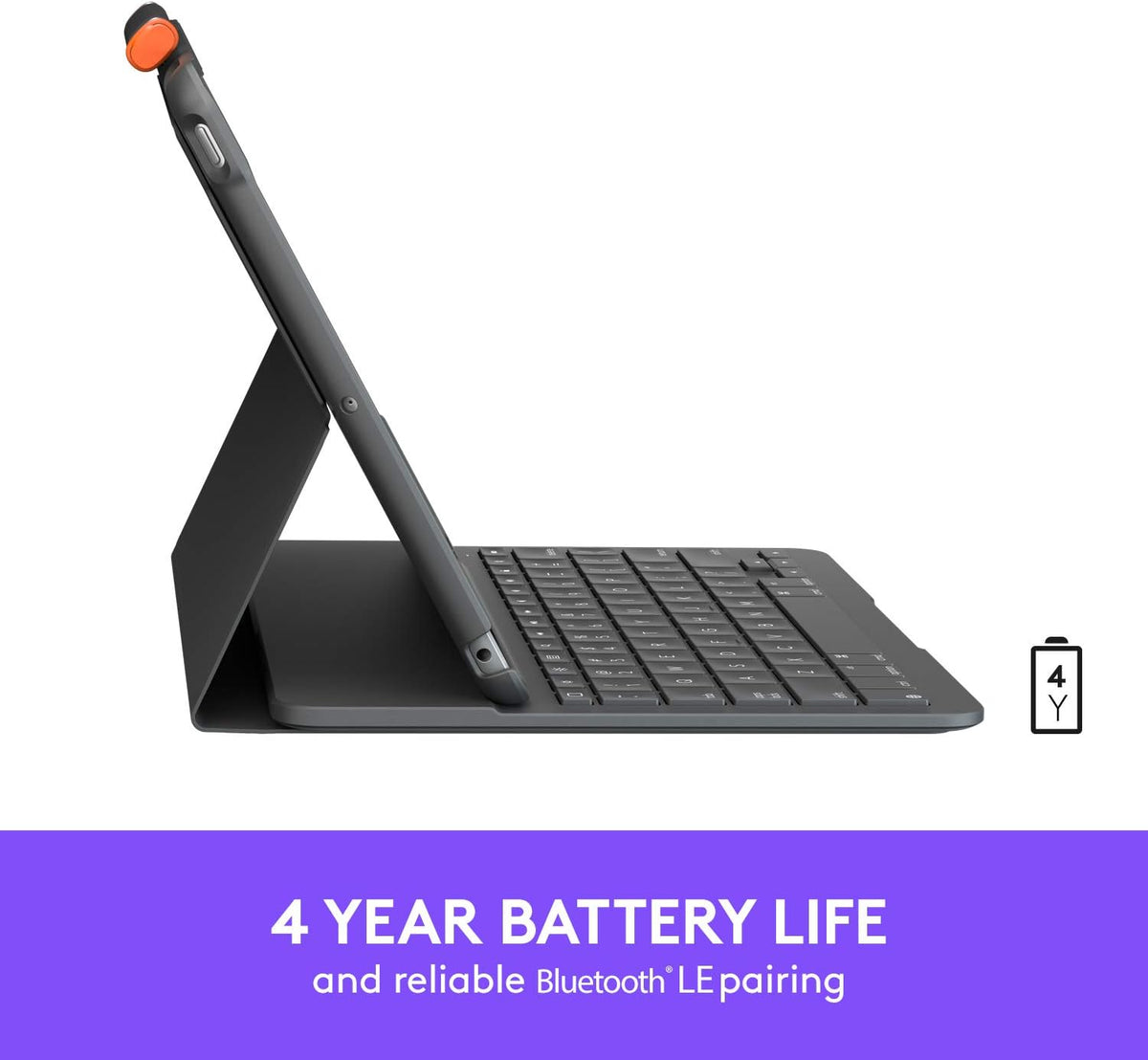 Logitech iPad (7th,8th and 9th generation) Keyboard Case | Slim Folio with Integrated Wireless Keyboard (Graphite) - PuriLite