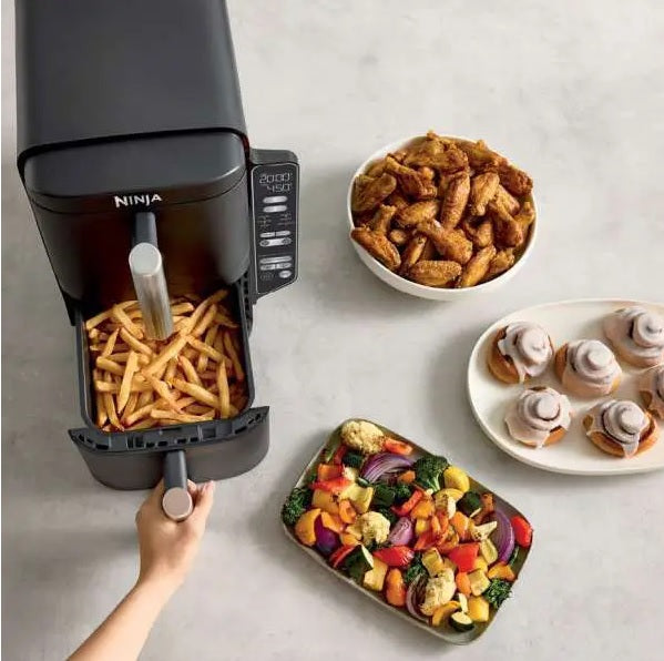 Ninja DoubleStack 2-Basket Air Fryer, DoubleStack Technology Cooks 4 Foods at Once, Space Saving Design, 8 QT, 6-in-1 (SL201C) - PuriLite
