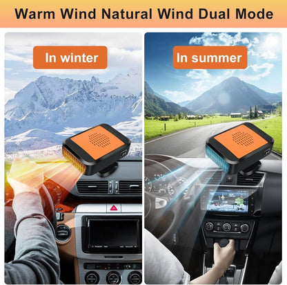 Car Heater,12V 200W Portable Fast Heating Defroster Automobile Windshield Fast Heaters Car Heater That Plugs into Cigarette Lighter for Car, SUV, Trucks (Orange Black) - PuriLite